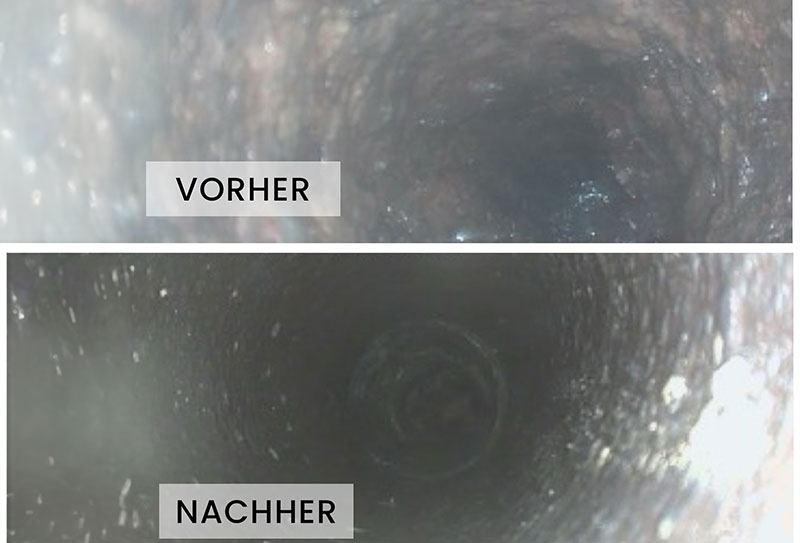 Vorher Nachher Foto von gefrästem Rohr